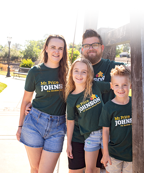 Price Johnson and family in Rocklin park